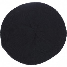 Berets Chic French Style Lightweight Soft Slouchy Knit Beret Beanie Hat in Solid - Black - C718LC9EWMN $13.02