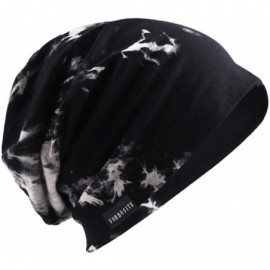 Skullies & Beanies Men's Slouchy Beanie Summer Thin Skull Cap Baggy Oversize Knit Hat - Ink Black - CQ18U07W9RW $13.92