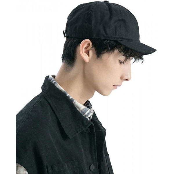 Baseball Caps Short Bill Baseball Cap Plain Hiphop Dad Hat Cooling Trucker Hat - Rd02-black - CI196R8T63I $16.25