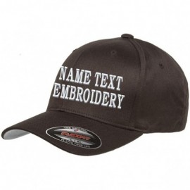 Baseball Caps Custom Embroidery Hat Flexfit 6277 Personalized Text Embroidered Fitted Size Cap - Brown - CD180UMR98L $23.37