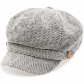 Newsboy Caps Women's Classic Visor Baker boy Cap Newsboy Cabbie Winter Cozy Hat with Comfort Elastic Back - Chenille Grey - C...