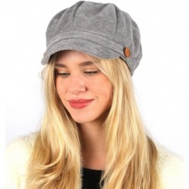 Newsboy Caps Women's Classic Visor Baker boy Cap Newsboy Cabbie Winter Cozy Hat with Comfort Elastic Back - Chenille Grey - C...