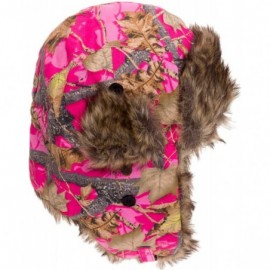 Bomber Hats Trooper Ear Flap Cap w/Faux Fur Lining Hat - Pink Camo - C211P842BG1 $14.73