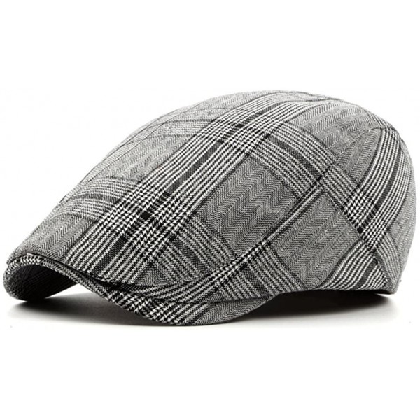 Newsboy Caps Mens British Plaid Newsboy Paperboy Cabbie Gatsby Cap Hat for Men - Grey1 - CI18DH30CQ4 $9.93