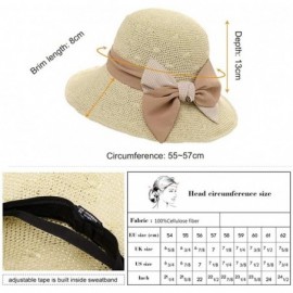 Sun Hats Womens Wide Brim Summer Sun UPF Protective Beach Straw Panama Fedora Hats Outdoor - 00052_navy Blue - CF18RR5TSRC $2...