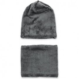 Skullies & Beanies Men's Winter Knit Skull Cap Wool Warm Slouchy Beanies Hat Scarf Set - Black With Scarf - CK186DRE3OQ $11.62