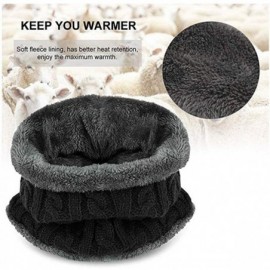 Skullies & Beanies Men's Winter Knit Skull Cap Wool Warm Slouchy Beanies Hat Scarf Set - Black With Scarf - CK186DRE3OQ $11.62