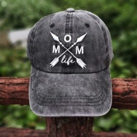 Baseball Caps Women's Mom Life Dad Hat Embroidered Distressed Denim Baseball Cap - Mom Life - Black - C218T7TTZUR $13.90