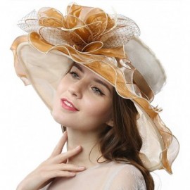 Sun Hats Women's Vintage 40s Two Tone Floral Wedding Fascinator Church Kentucky Derby Party Hat - Beige/Tan - CG17XQ3SMC8 $22.31