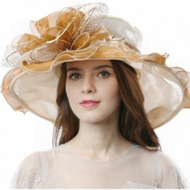 Sun Hats Women's Vintage 40s Two Tone Floral Wedding Fascinator Church Kentucky Derby Party Hat - Beige/Tan - CG17XQ3SMC8 $22.31