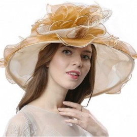 Sun Hats Women's Vintage 40s Two Tone Floral Wedding Fascinator Church Kentucky Derby Party Hat - Beige/Tan - CG17XQ3SMC8 $22.31