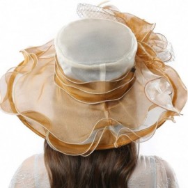 Sun Hats Women's Vintage 40s Two Tone Floral Wedding Fascinator Church Kentucky Derby Party Hat - Beige/Tan - CG17XQ3SMC8 $22.31