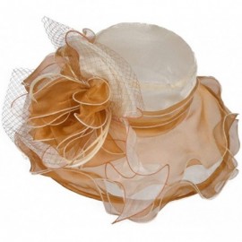 Sun Hats Women's Vintage 40s Two Tone Floral Wedding Fascinator Church Kentucky Derby Party Hat - Beige/Tan - CG17XQ3SMC8 $22.31