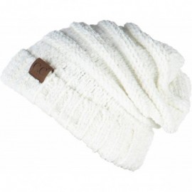 Skullies & Beanies Oversized Slouchy Beanie - Chenille Ivory - CO18ZZLOQZS $14.88