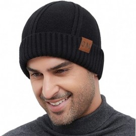 Skullies & Beanies Mens Winter Beanie Hat Warm Knit Cuffed Plain Toboggan Ski Skull Cap - Black 1 P - CP18YHHRTL7 $10.29