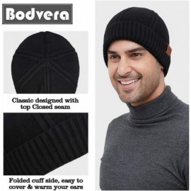 Skullies & Beanies Mens Winter Beanie Hat Warm Knit Cuffed Plain Toboggan Ski Skull Cap - Black 1 P - CP18YHHRTL7 $10.29