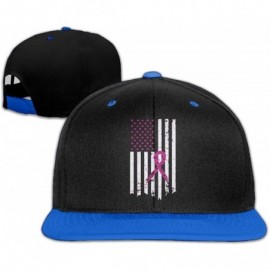 Baseball Caps Mens/Womens Hip-hop Hats Pink Ribbon Breast Cancer Awareness Flag Adjustable - Royalblue - CG18I5OUT73 $17.04