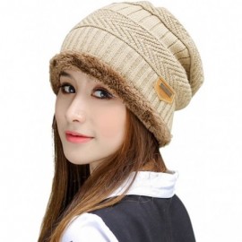 Skullies & Beanies Winter Hats for Women & Men Slouchy Beanie Skull Caps Warm Snow Ski Knit Hat Cap - Beige - CX189LWAAGQ $10.75