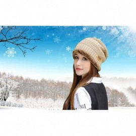 Skullies & Beanies Winter Hats for Women & Men Slouchy Beanie Skull Caps Warm Snow Ski Knit Hat Cap - Beige - CX189LWAAGQ $10.75