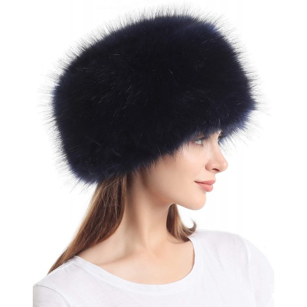 Skullies & Beanies Women's Winter Faux Fur Cossak Russian Style Hat - Navy - C212LH2500B $14.62