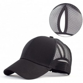 Baseball Caps Mesh Trucker Ponytail Baseball Cap for Women Men Girl - Black - CY18T643CKY $10.71