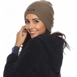 Skullies & Beanies Unisex Winter Knitting Hat Warm Plush Lined Slouchy Hats Beanie Skull Cap - Khaki - CQ18KKES6ED $16.57