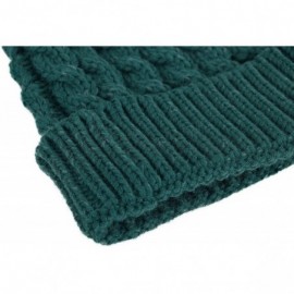 Skullies & Beanies Womens Winter Hand Knit Faux Fur Pompoms Beanie Hat - Single-green - CY12MX0KWAE $11.50