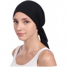 Skullies & Beanies 3Pack Women's Beanie Chemo Hat Cap Pre-Tied Cancer Headscarf - Black Khaki Navy Blue - CL195ZAT5D9 $17.39