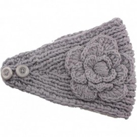 Skullies & Beanies Women's Fashion Crochet Flowers Headband Knitted Hat Cap Headwrap Bands - Light Grey - CQ187ILLZYN $11.55