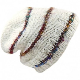 Skullies & Beanies Nepal Hand Knit Wool Beanie with Recycled Silk Ivory - CL124UW6CG1 $11.48