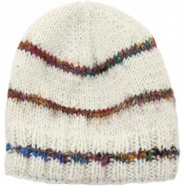 Skullies & Beanies Nepal Hand Knit Wool Beanie with Recycled Silk Ivory - CL124UW6CG1 $11.48