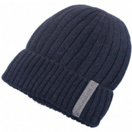 Skullies & Beanies Men's Winter ski Cap Knitting Skull hat - Monochrome Navy - CP187T7W9U0 $11.73