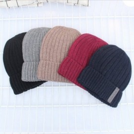 Skullies & Beanies Men's Winter ski Cap Knitting Skull hat - Monochrome Navy - CP187T7W9U0 $11.73