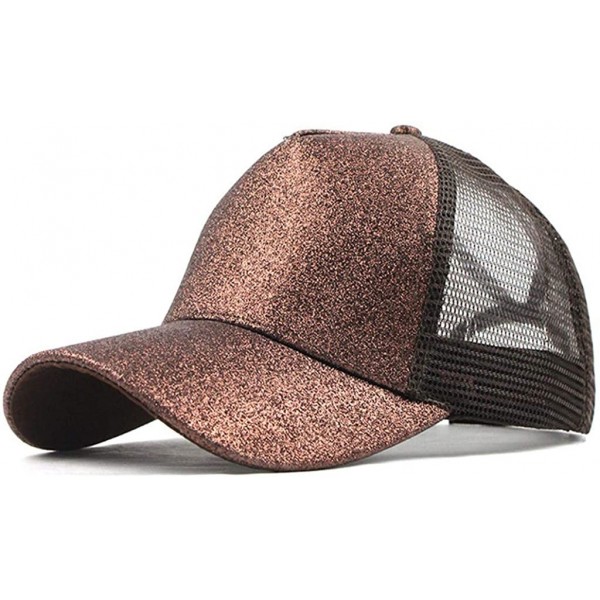 Baseball Caps Baseball Cap for Women- Sequins Outdoor Trucker Hat Ponytail Holder Visor Snapback - Coffee B - C918SYZIAGA $11.42