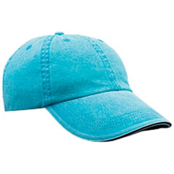 Baseball Caps 166 6-Panel Pigment-Dyed Twill Sandwich Cap Aqua One Size - CT18CKMZ3M8 $14.14