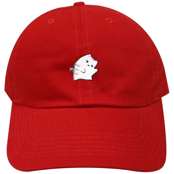 Baseball Caps Cute Cat Cotton Baseball Dad Cap - Red - CV183LU6KTU $14.99