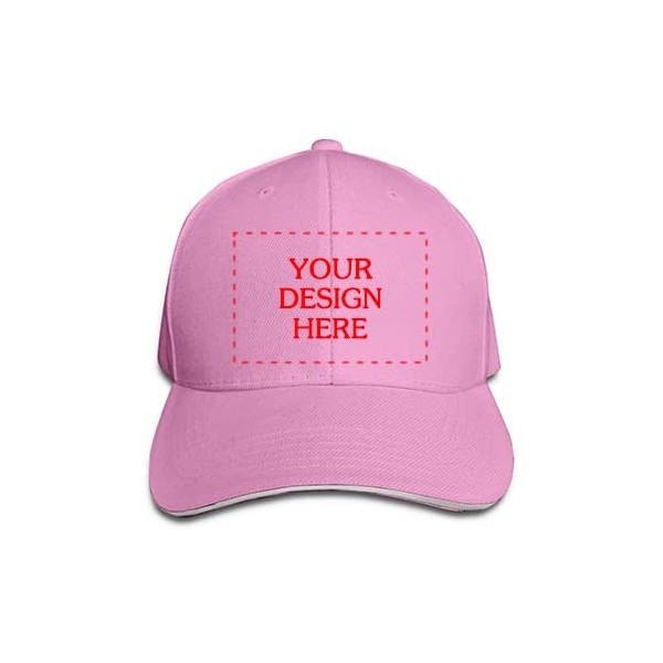 Baseball Caps Custom Peaked Cap Personlized- Add Your Own Image- Cotton Baseball Hat- Adjustable Sun Headgear - Pink - CB1965...