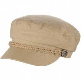 Newsboy Caps Unisex 100% Cotton Greek Fisherman Sailor Fiddler Driver Cap Hat - Khaki - C818RNAXEA8 $14.54