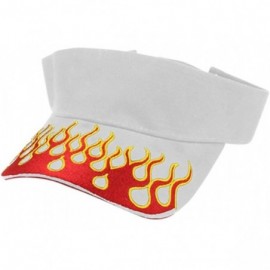 Visors Biker Flame Embroidery Brushed Cotton Visor - White Red - C0123V0X9N7 $11.05