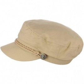 Newsboy Caps Unisex 100% Cotton Greek Fisherman Sailor Fiddler Driver Cap Hat - Khaki - C818RNAXEA8 $14.54