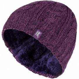 Skullies & Beanies Women's Thermal Fleece Cable Knit Winter Hat 3.4 Tog - One Size (Purple) - C71225SGF23 $16.29