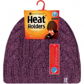 Skullies & Beanies Women's Thermal Fleece Cable Knit Winter Hat 3.4 Tog - One Size (Purple) - C71225SGF23 $16.29