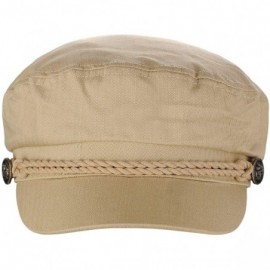 Newsboy Caps Unisex 100% Cotton Greek Fisherman Sailor Fiddler Driver Cap Hat - Khaki - C818RNAXEA8 $14.54