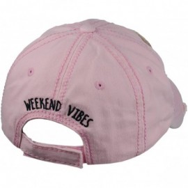 Baseball Caps Unisex Vintage Distressed Patched Phrase Adjustable Baseball Dad Cap - Weekend Vibe- Pink - C7186AIC2H4 $10.75