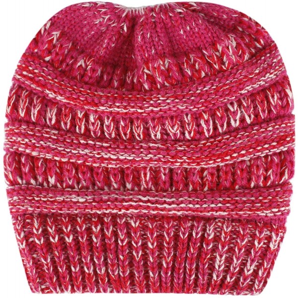 Skullies & Beanies New Unisex Fashion Hip-hop Hat Warm Knitted Crochet Slouchy Baggy Beanie Hat Cap - Ponytail-red - C918NENU...