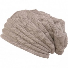 Skullies & Beanies Fashion Ruched Knitted Skully Hat Women Girls Crochet Warm Cozy Slouchy Beanie - Beige - CM18YUL2NZE $9.69