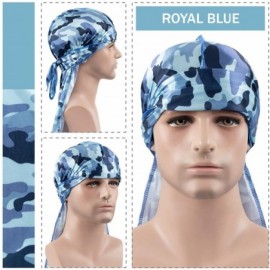 Skullies & Beanies 3PCS Silky Durags Pack for Men Waves- Satin Headwrap Long Tail Doo Rag- Award 1 Wave Cap - Camouflage3 - C...