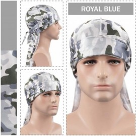 Skullies & Beanies 3PCS Silky Durags Pack for Men Waves- Satin Headwrap Long Tail Doo Rag- Award 1 Wave Cap - Camouflage3 - C...