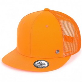 Baseball Caps Extra Large Size Solid Color Flat Bill Snapback Hat Blank Baseball Cap - Orange - C718DAWS336 $26.82