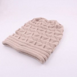 Skullies & Beanies Fashion Ruched Knitted Skully Hat Women Girls Crochet Warm Cozy Slouchy Beanie - Beige - CM18YUL2NZE $9.69